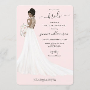 Bride in Lace Gown Bridal Shower Invitation