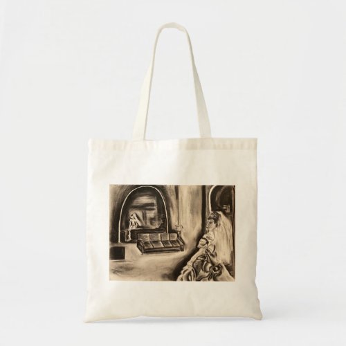 Bride in Mirror Charcoal bridesmaids gift tote bag