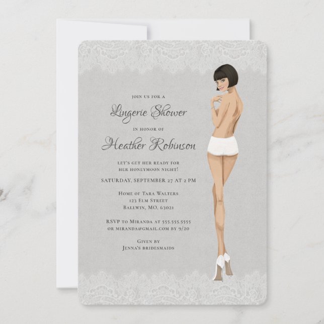 Bride in Panties Lacy Lingerie Shower Invitation (Front)