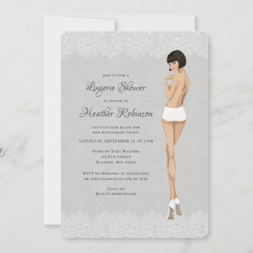 Bride in Panties Lacy Lingerie Shower Invitation