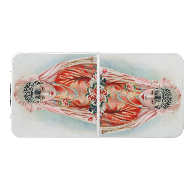 Bride in Red at Chinese Wedding in Shanghai Beer Pong Table (Top)