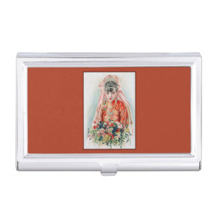 Bride in Red at Chinese Wedding in Shanghai Business Card Case