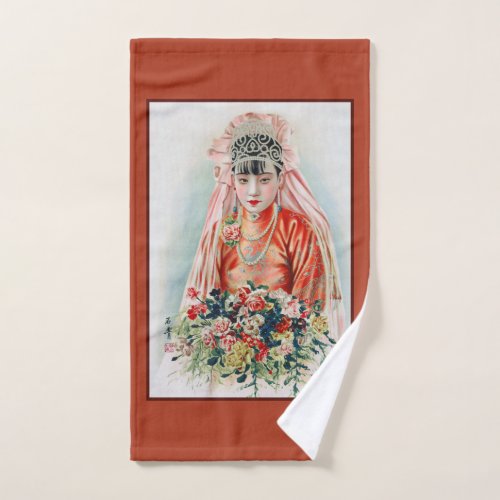 Bride in Red at Chinese Wedding in Shanghai Hand Towel