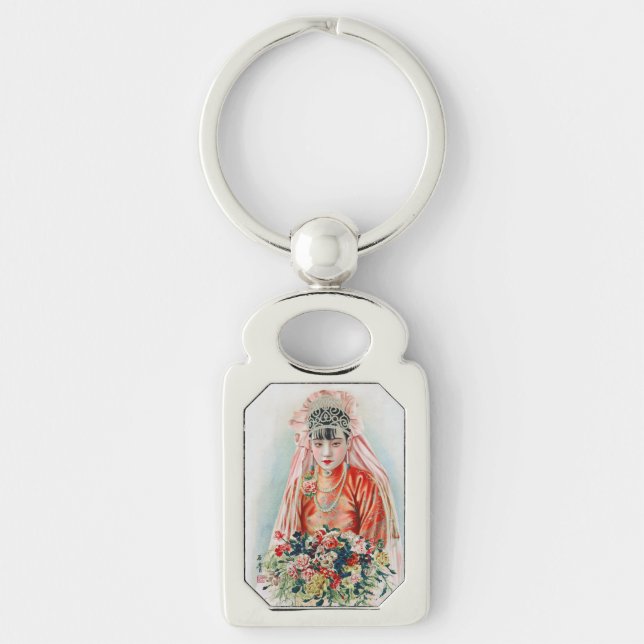 Bride in Red at Chinese Wedding in Shanghai Keychain (Front)