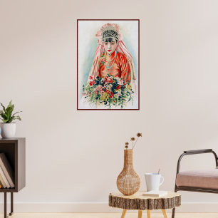 Bride in Red at Chinese Wedding in Shanghai Poster