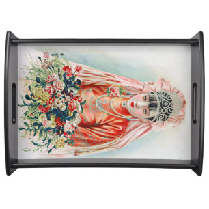 Bride in Red at Chinese Wedding in Shanghai Serving Tray