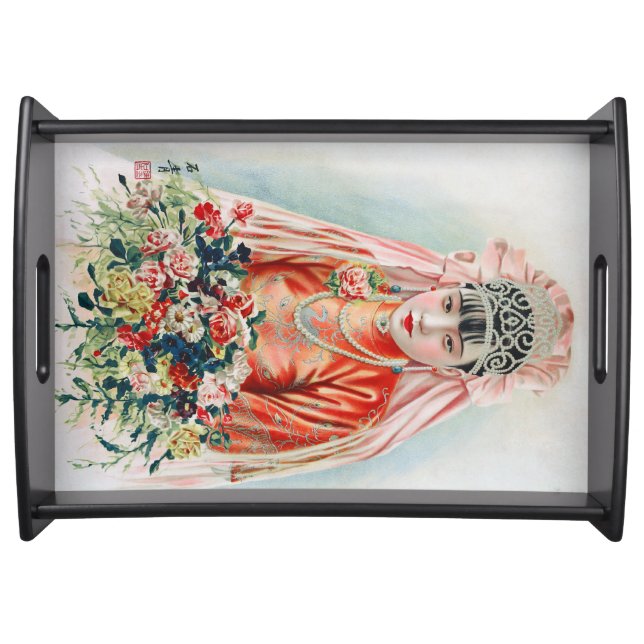 Bride in Red at Chinese Wedding in Shanghai Serving Tray (Front)