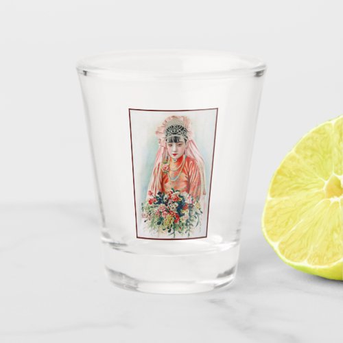 Bride in Red at Chinese Wedding in Shanghai Shot Glass