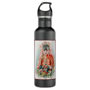 Bride in Red at Chinese Wedding in Shanghai Stainless Steel Water Bottle