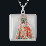 Bride in Red at Chinese Wedding in Shanghai Sterling Silver Necklace<br><div class="desc">The air crackled with the joyous anticipation of a wedding day. The young woman, Xiaohua, stood bathed in the warm glow of the room, a vision of youthful elegance. Her face, flawless with a touch of light makeup that emphasized her youthful features, was framed by a cascade of black hair...</div>