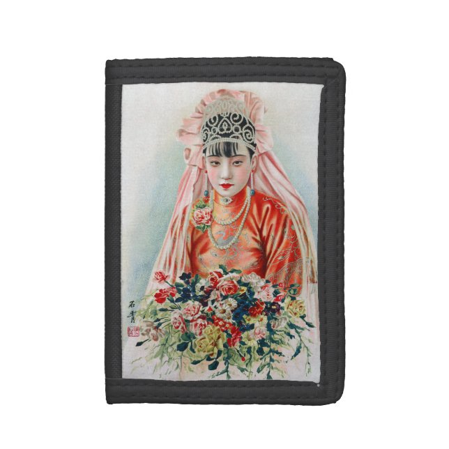 Bride in Red at Chinese Wedding in Shanghai Trifold Wallet (Front Vertical)