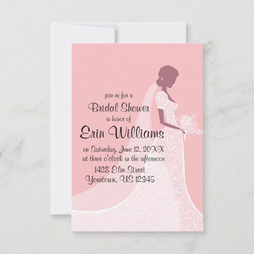 Bride in Wedding Gown Bridal Shower Invitation