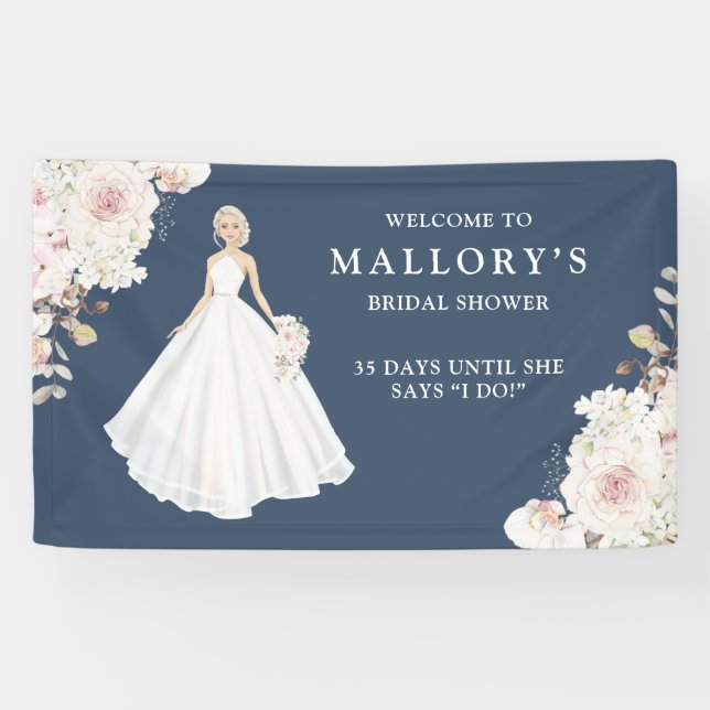 Bride in Wedding Gown Bridal Shower Welcome Banner (Horizontal)