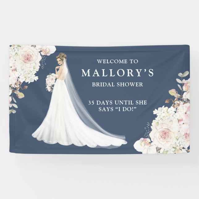 Bride in Wedding Gown Bridal Shower Welcome Banner (Horizontal)