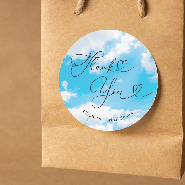 Bride Is On Cloud 9 Bridal Shower Favors Classic Round Sticker (Creator Uploaded)