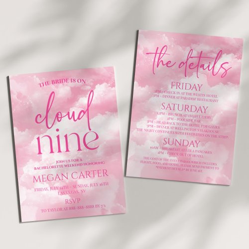 Bride Is On Cloud Nine Bachelorette Weekend Party Invitation