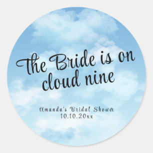 Bride Is On Cloud Nine Bridal Shower Classic Round Sticker