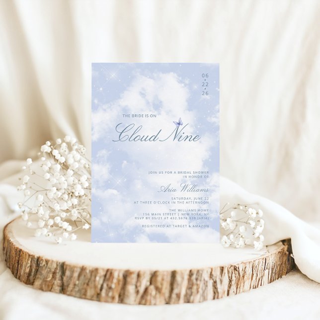 Bride Is On Cloud Nine Bridal Shower Elegant  Invitation (Creator Uploaded)