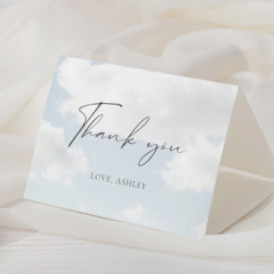 Bride Is On Cloud Nine Bridal Shower Folded Letterpress Thank You Card