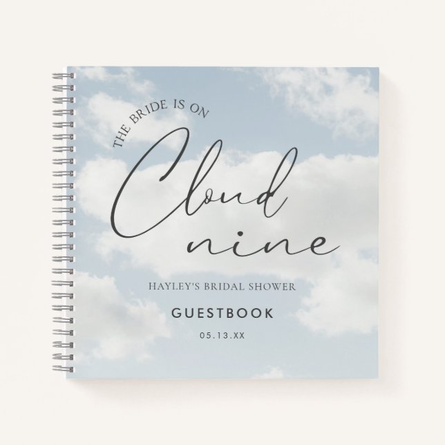 Bride Is On Cloud Nine Bridal Shower Guestbook Notebook (Front)