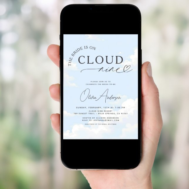 Bride Is On Cloud Nine Bridal Shower Invitation (Front Digital)