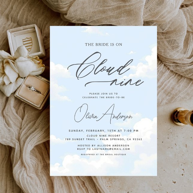 Bride Is On Cloud Nine Bridal Shower Invitation (Creator Uploaded)