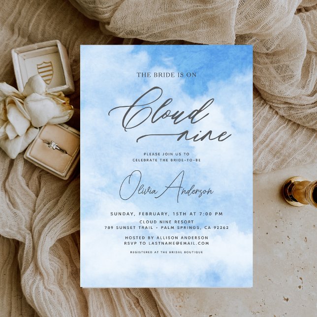 Bride Is On Cloud Nine Bridal Shower Invitation (Creator Uploaded)