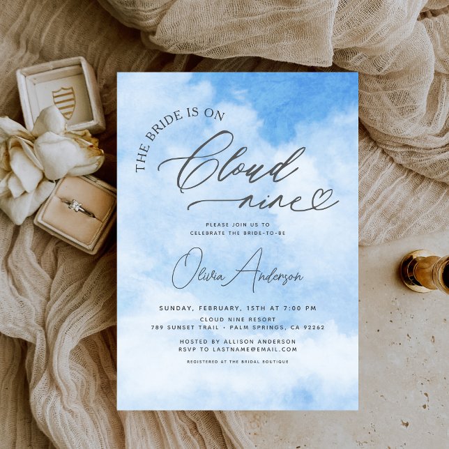 Bride Is On Cloud Nine Bridal Shower Invitation (Creator Uploaded)