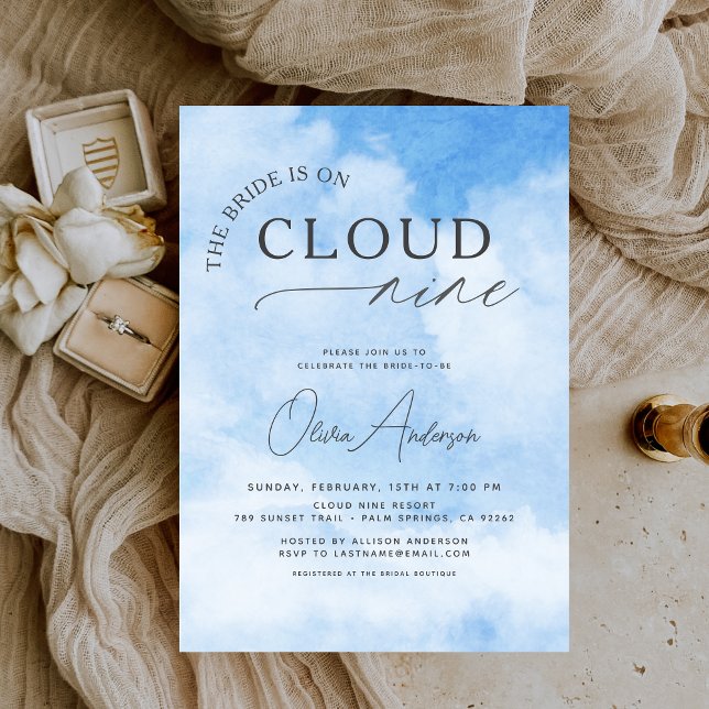 Bride Is On Cloud Nine Bridal Shower Invitation (Creator Uploaded)