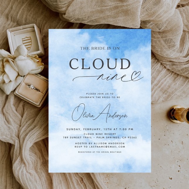Bride Is On Cloud Nine Bridal Shower Invitation (Creator Uploaded)