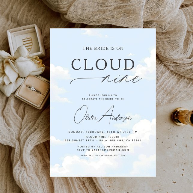Bride Is On Cloud Nine Bridal Shower Invitation (Creator Uploaded)