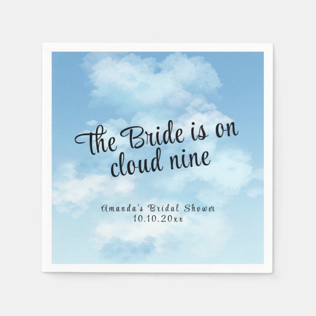 Bride Is On Cloud Nine Bridal Shower Napkins (Front)