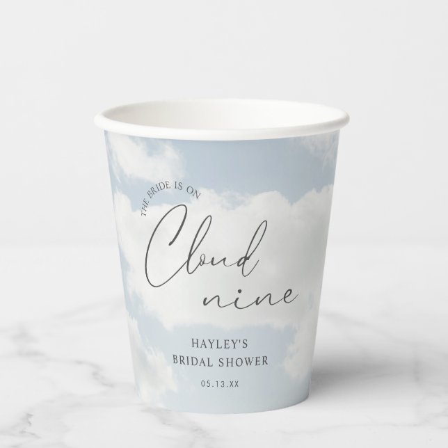 Bride Is On Cloud Nine Bridal Shower  Paper Cups (Front)
