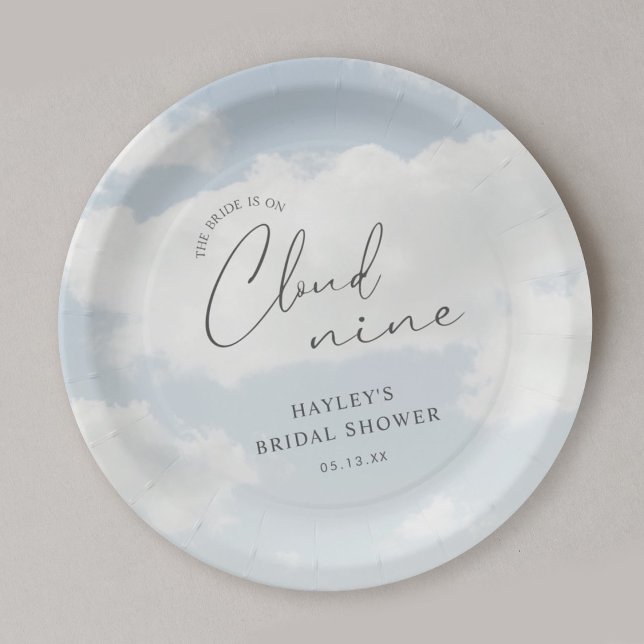 Bride Is On Cloud Nine Bridal Shower  Paper Plates (Creator Uploaded)