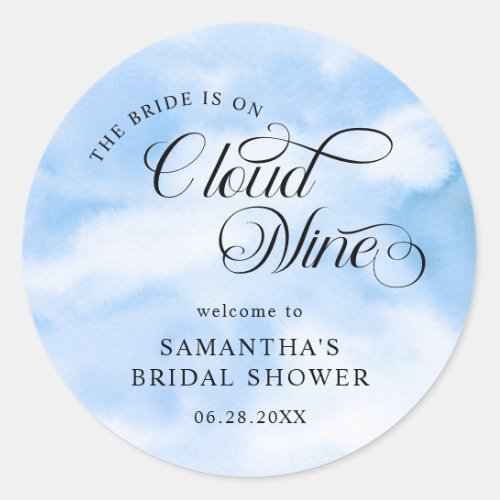 Bride Is On Cloud Nine Bridal Shower Welcome Classic Round Sticker