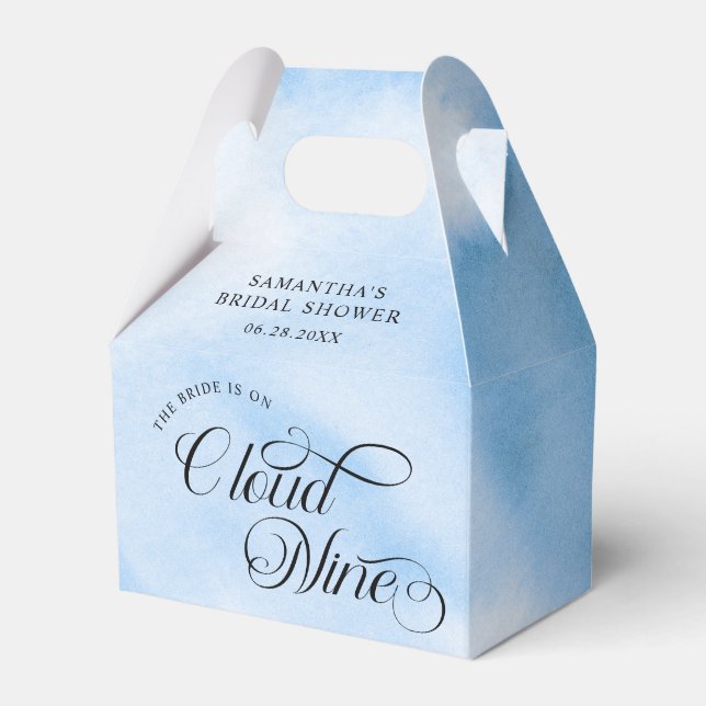 Bride Is On Cloud Nine Bridal Shower Welcome Favor Boxes (Front Side)