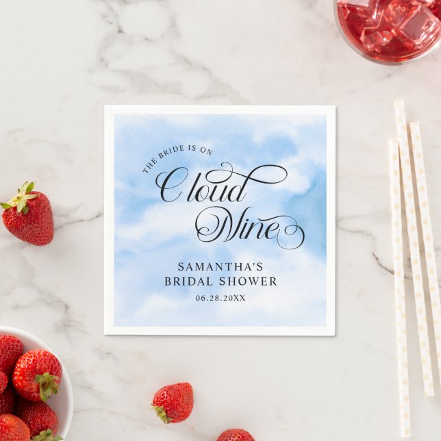 Bride Is On Cloud Nine Bridal Shower Welcome Napkins (Insitu)
