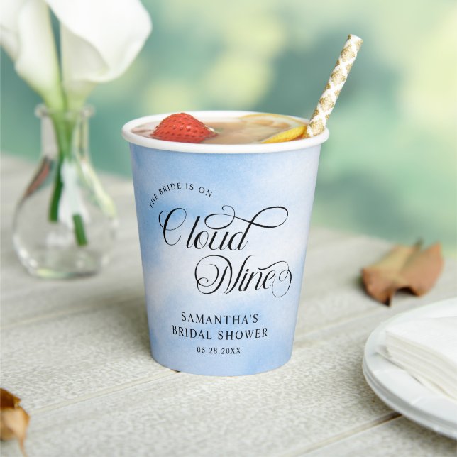Bride Is On Cloud Nine Bridal Shower Welcome Paper Cups (Insitu)