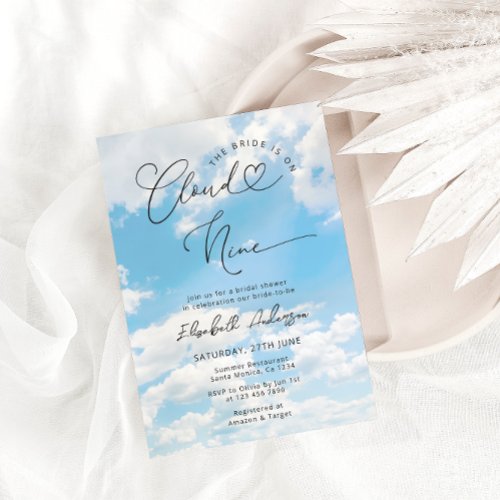 Bride Is On Cloud Nine Elegant Bridal Shower Invitation