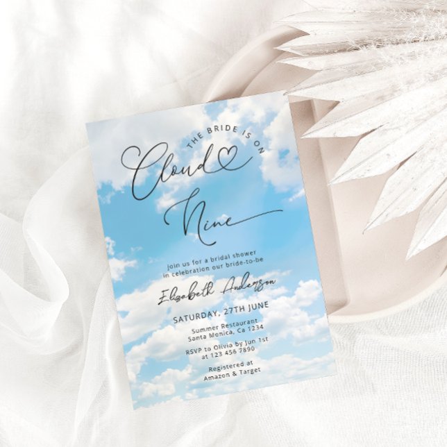 Bride Is On Cloud Nine Elegant Bridal Shower Invitation (Creator Uploaded)