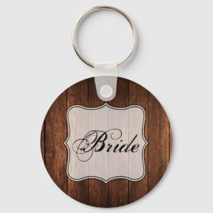 Bride Key Chain Barn Wood Country Rustic