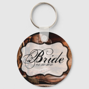 Bride Key Chain Cowboy Boots Barn Wood Rustic Coun