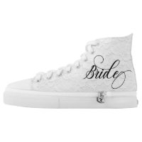 Bride lace Look White Wedding Bridal High-Top Sneakers