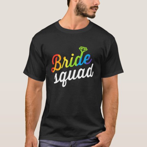 Bride LGBT Rainbow Flag Lesbian Bachelorette Party T_Shirt