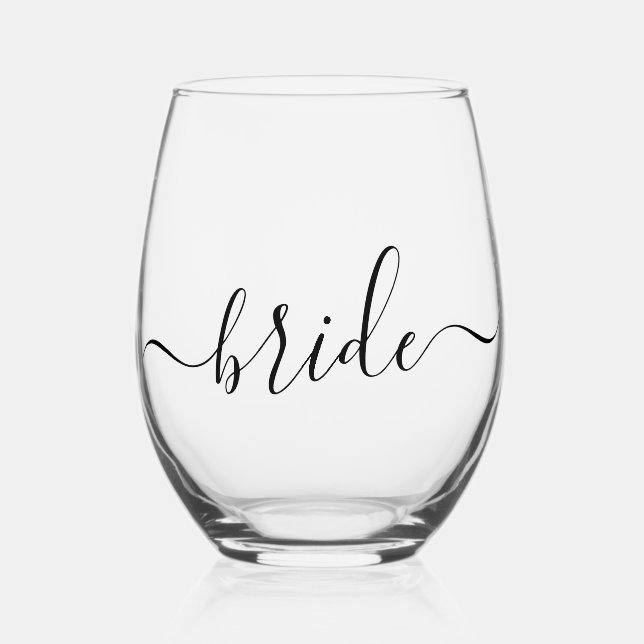 Bride Minimalist Stemless Wine Glass (Front)