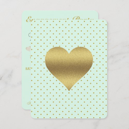 BRIDE Mint And Gold Heart Polka Dot Shower Party Invitation