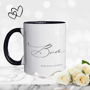 Bride Modern Elegant Script Wedding Custom Name Mug
