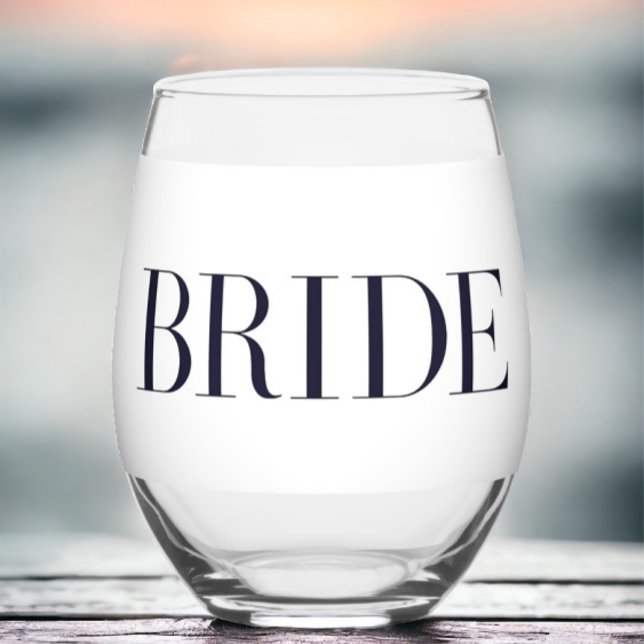 Bride Modern Personalized Stemless Wine Glass (Creator Uploaded)