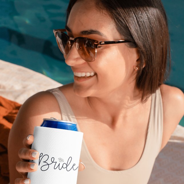 Bride Modern Script Diamond Bachelorette Party Can Cooler (Creator Uploaded)