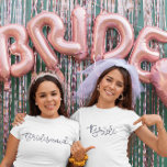 Bride Modern Script Diamond Bachelorette Party T-Shirt<br><div class="desc">Modern script bride tee with the diamond over the i for the bachelorette party. Grab this tee for the bride to be! Matching shirts for the bridesmaids with the diamond over the lettering can be found in my store,  PageCreativeDesigns.</div>